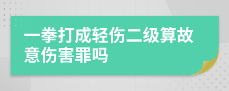 一拳打成轻伤二级算故意伤害罪吗