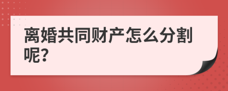 离婚共同财产怎么分割呢？