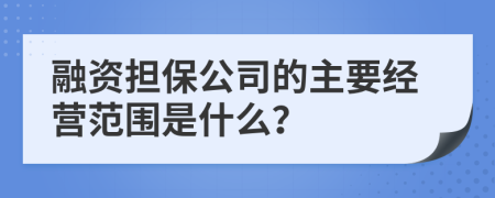 融资担保公司的主要经营范围是什么？