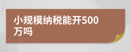 小规模纳税能开500万吗