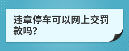 违章停车可以网上交罚款吗？