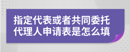 指定代表或者共同委托代理人申请表是怎么填