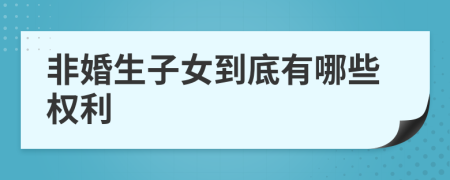 非婚生子女到底有哪些权利