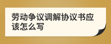 劳动争议调解协议书应该怎么写