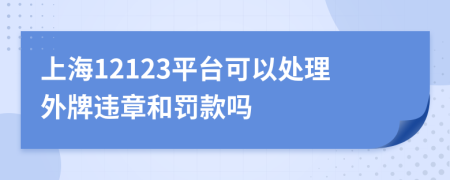 上海12123平台可以处理外牌违章和罚款吗
