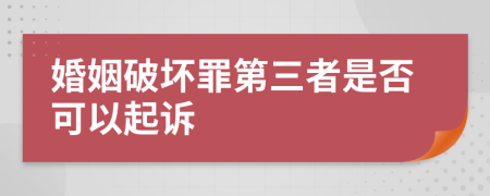 婚姻破坏罪第三者是否可以起诉