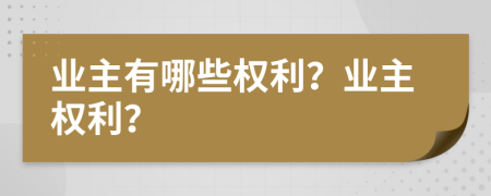 业主有哪些权利？业主权利？