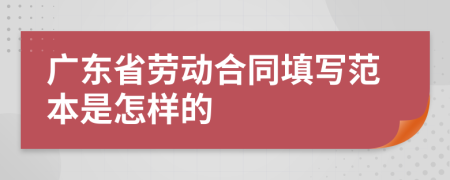 广东省劳动合同填写范本是怎样的