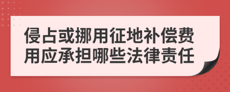 侵占或挪用征地补偿费用应承担哪些法律责任