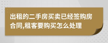 出租的二手房买卖已经签购房合同,租客要购买怎么处理