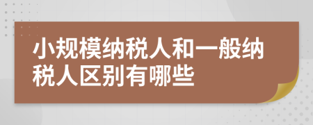 小规模纳税人和一般纳税人区别有哪些