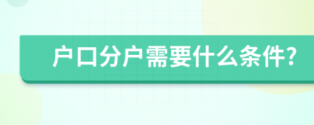 户口分户需要什么条件?