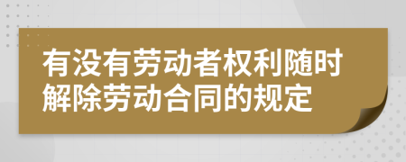 有没有劳动者权利随时解除劳动合同的规定