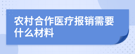 农村合作医疗报销需要什么材料