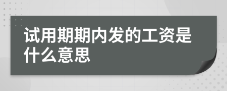 试用期期内发的工资是什么意思