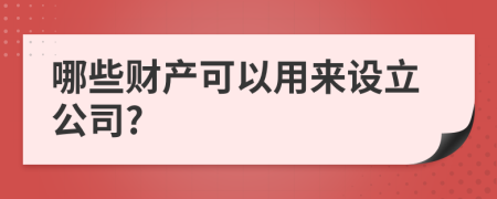 哪些财产可以用来设立公司?