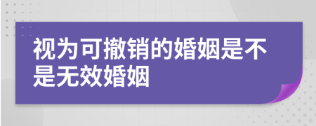 视为可撤销的婚姻是不是无效婚姻