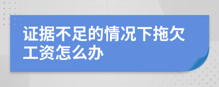 证据不足的情况下拖欠工资怎么办