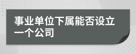 事业单位下属能否设立一个公司