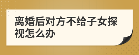 离婚后对方不给子女探视怎么办