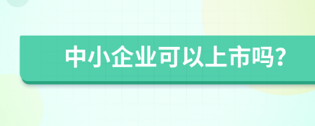 中小企业可以上市吗？