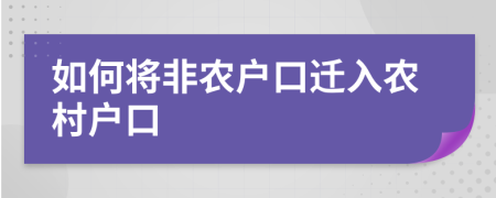 如何将非农户口迁入农村户口