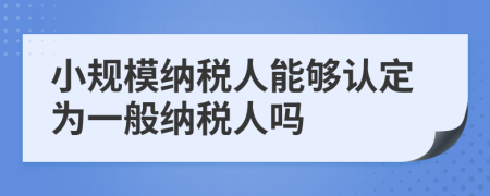 小规模纳税人能够认定为一般纳税人吗