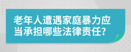 老年人遭遇家庭暴力应当承担哪些法律责任？