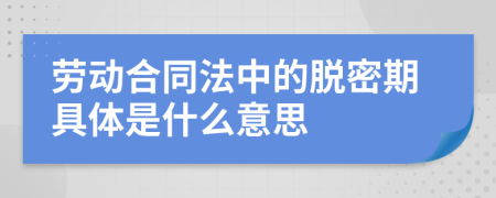 劳动合同法中的脱密期具体是什么意思