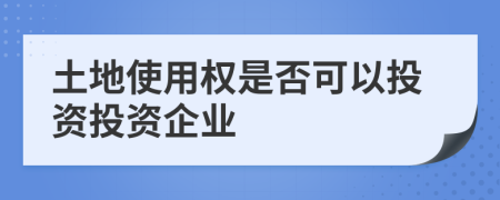 土地使用权是否可以投资投资企业