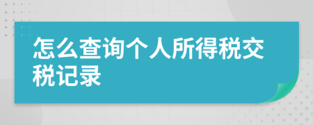 怎么查询个人所得税交税记录