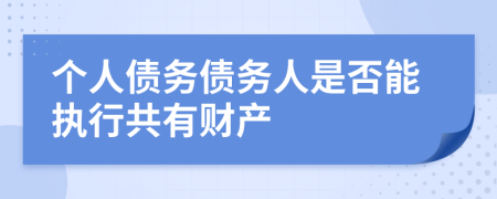 个人债务债务人是否能执行共有财产