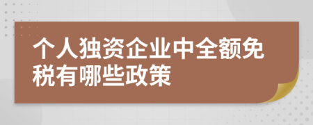 个人独资企业中全额免税有哪些政策