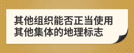 其他组织能否正当使用其他集体的地理标志