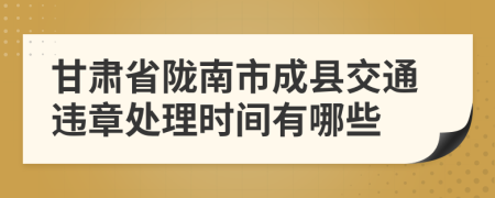 甘肃省陇南市成县交通违章处理时间有哪些