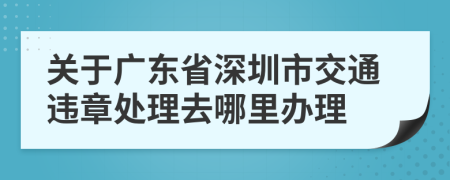 关于广东省深圳市交通违章处理去哪里办理