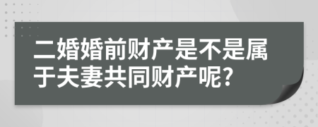 二婚婚前财产是不是属于夫妻共同财产呢?