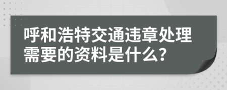 呼和浩特交通违章处理需要的资料是什么？