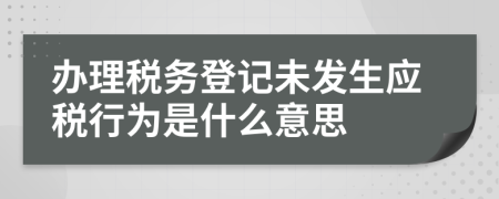 办理税务登记未发生应税行为是什么意思