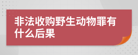 非法收购野生动物罪有什么后果