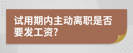 试用期内主动离职是否要发工资?