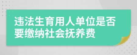 违法生育用人单位是否要缴纳社会抚养费