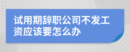 试用期辞职公司不发工资应该要怎么办