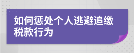 如何惩处个人逃避追缴税款行为