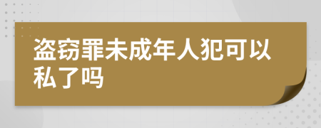 盗窃罪未成年人犯可以私了吗