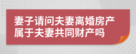 妻子请问夫妻离婚房产属于夫妻共同财产吗