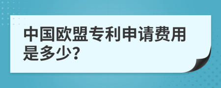 中国欧盟专利申请费用是多少？