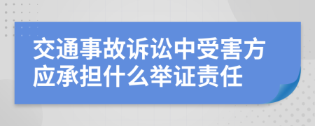 交通事故诉讼中受害方应承担什么举证责任