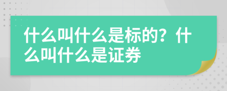 什么叫什么是标的？什么叫什么是证券