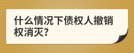 什么情况下债权人撤销权消灭？